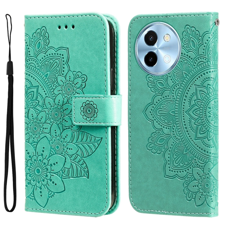 Seven-petal Flowers Embossing Leather Phone Case, For vivo Y300 Pro, For vivo Y28 4G Global, For vivo Y38 5G / T3x 5G Global, For vivo Y100 IDN / Y200e 5G Global, For vivo Y03 4G, For vivo Y200 / V29e Global, For vivo Y17s, For vivo Y36 4G / 5G Foreign...