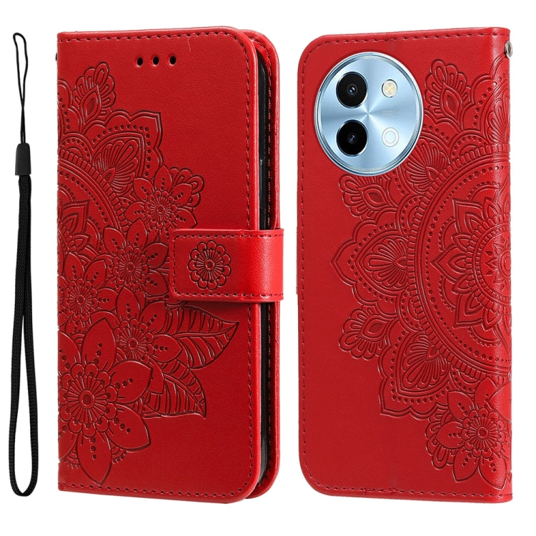 Seven-petal Flowers Embossing Leather Phone Case, For vivo Y300 Pro, For vivo Y28 4G Global, For vivo Y38 5G / T3x 5G Global, For vivo Y100 IDN / Y200e 5G Global, For vivo Y03 4G, For vivo Y200 / V29e Global, For vivo Y17s, For vivo Y36 4G / 5G Foreign...