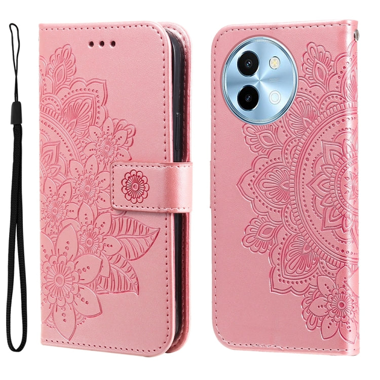 Seven-petal Flowers Embossing Leather Phone Case, For vivo Y300 Pro, For vivo Y28 4G Global, For vivo Y38 5G / T3x 5G Global, For vivo Y100 IDN / Y200e 5G Global, For vivo Y03 4G, For vivo Y200 / V29e Global, For vivo Y17s, For vivo Y36 4G / 5G Foreign...