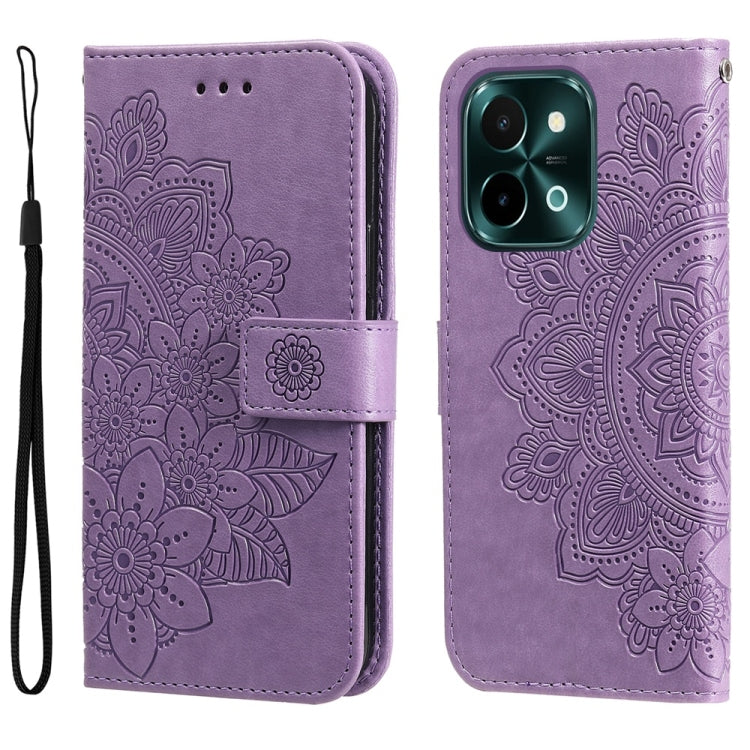 Seven-petal Flowers Embossing Leather Phone Case, For vivo Y300 Pro, For vivo Y28 4G Global, For vivo Y38 5G / T3x 5G Global, For vivo Y100 IDN / Y200e 5G Global, For vivo Y03 4G, For vivo Y200 / V29e Global, For vivo Y17s, For vivo Y36 4G / 5G Foreign...