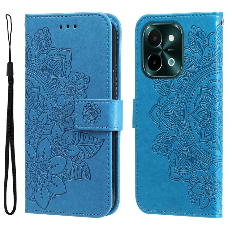 Seven-petal Flowers Embossing Leather Phone Case, For vivo Y300 Pro, For vivo Y28 4G Global, For vivo Y38 5G / T3x 5G Global, For vivo Y100 IDN / Y200e 5G Global, For vivo Y03 4G, For vivo Y200 / V29e Global, For vivo Y17s, For vivo Y36 4G / 5G Foreign...