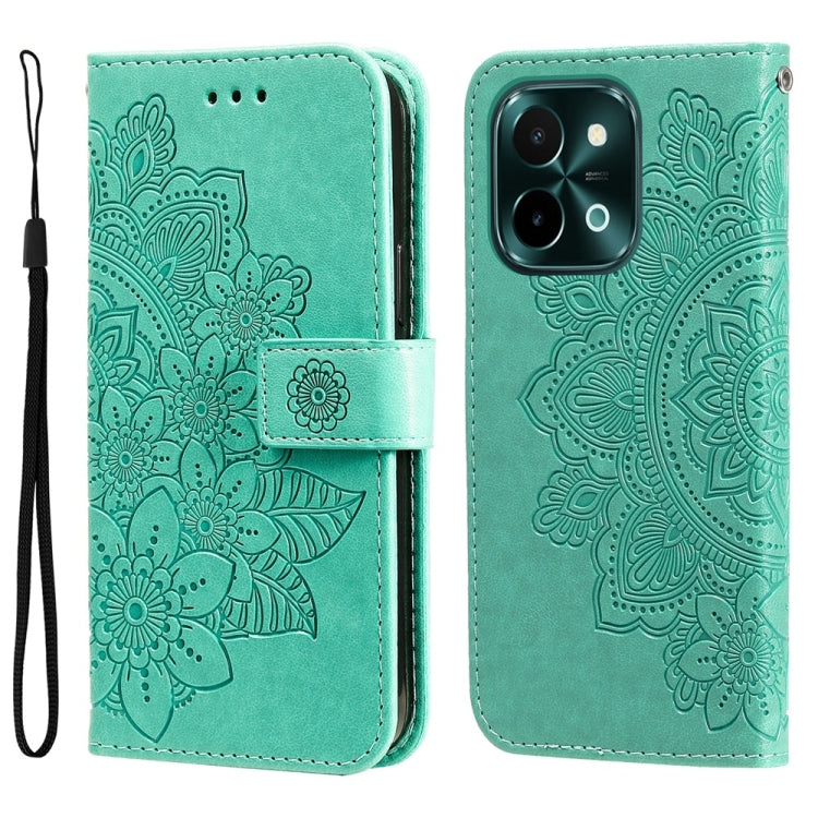 Seven-petal Flowers Embossing Leather Phone Case, For vivo Y300 Pro, For vivo Y28 4G Global, For vivo Y38 5G / T3x 5G Global, For vivo Y100 IDN / Y200e 5G Global, For vivo Y03 4G, For vivo Y200 / V29e Global, For vivo Y17s, For vivo Y36 4G / 5G Foreign...