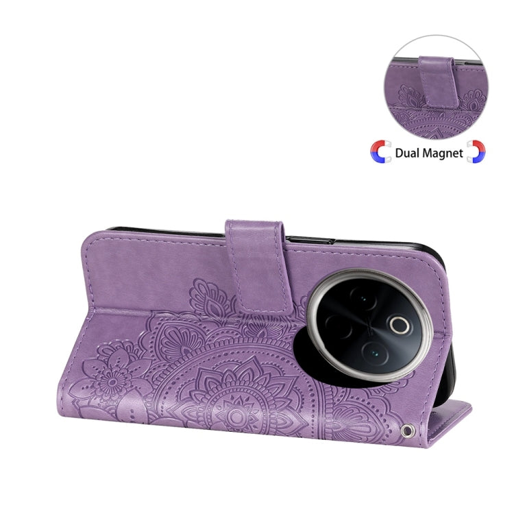 Seven-petal Flowers Embossing Leather Phone Case, For vivo Y300 Pro, For vivo Y28 4G Global, For vivo Y38 5G / T3x 5G Global, For vivo Y100 IDN / Y200e 5G Global, For vivo Y03 4G, For vivo Y200 / V29e Global, For vivo Y17s, For vivo Y36 4G / 5G Foreign...