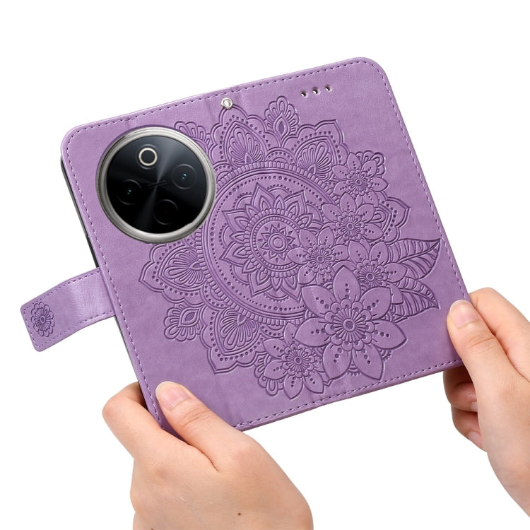 Seven-petal Flowers Embossing Leather Phone Case, For vivo Y300 Pro, For vivo Y28 4G Global, For vivo Y38 5G / T3x 5G Global, For vivo Y100 IDN / Y200e 5G Global, For vivo Y03 4G, For vivo Y200 / V29e Global, For vivo Y17s, For vivo Y36 4G / 5G Foreign...