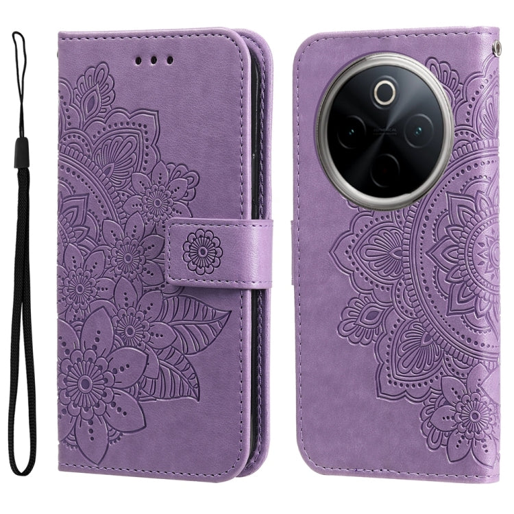 Seven-petal Flowers Embossing Leather Phone Case, For vivo Y300 Pro, For vivo Y28 4G Global, For vivo Y38 5G / T3x 5G Global, For vivo Y100 IDN / Y200e 5G Global, For vivo Y03 4G, For vivo Y200 / V29e Global, For vivo Y17s, For vivo Y36 4G / 5G Foreign...