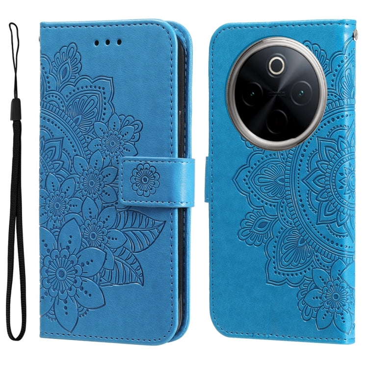 Seven-petal Flowers Embossing Leather Phone Case, For vivo Y300 Pro, For vivo Y28 4G Global, For vivo Y38 5G / T3x 5G Global, For vivo Y100 IDN / Y200e 5G Global, For vivo Y03 4G, For vivo Y200 / V29e Global, For vivo Y17s, For vivo Y36 4G / 5G Foreign...
