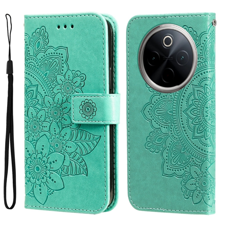 Seven-petal Flowers Embossing Leather Phone Case, For vivo Y300 Pro, For vivo Y28 4G Global, For vivo Y38 5G / T3x 5G Global, For vivo Y100 IDN / Y200e 5G Global, For vivo Y03 4G, For vivo Y200 / V29e Global, For vivo Y17s, For vivo Y36 4G / 5G Foreign...