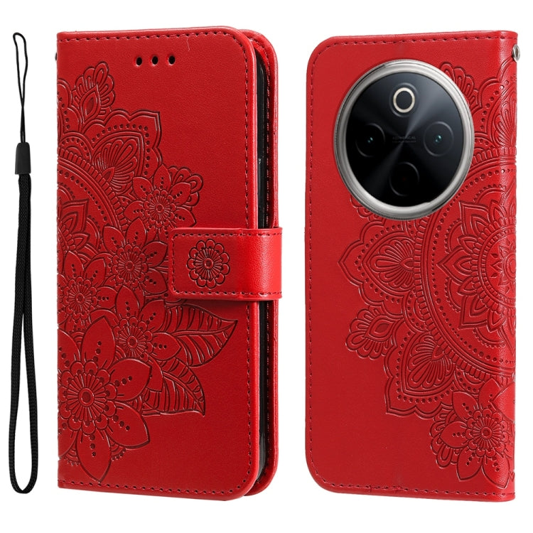 Seven-petal Flowers Embossing Leather Phone Case, For vivo Y300 Pro, For vivo Y28 4G Global, For vivo Y38 5G / T3x 5G Global, For vivo Y100 IDN / Y200e 5G Global, For vivo Y03 4G, For vivo Y200 / V29e Global, For vivo Y17s, For vivo Y36 4G / 5G Foreign...