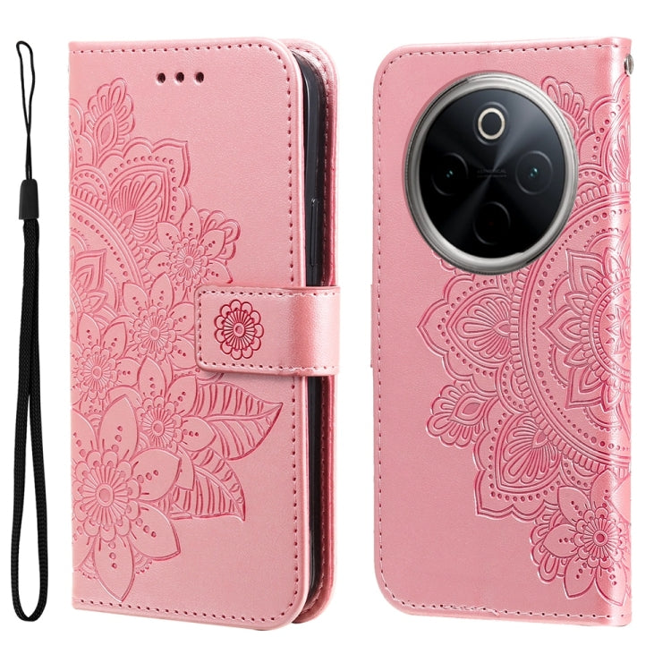 Seven-petal Flowers Embossing Leather Phone Case, For vivo Y300 Pro, For vivo Y28 4G Global, For vivo Y38 5G / T3x 5G Global, For vivo Y100 IDN / Y200e 5G Global, For vivo Y03 4G, For vivo Y200 / V29e Global, For vivo Y17s, For vivo Y36 4G / 5G Foreign...