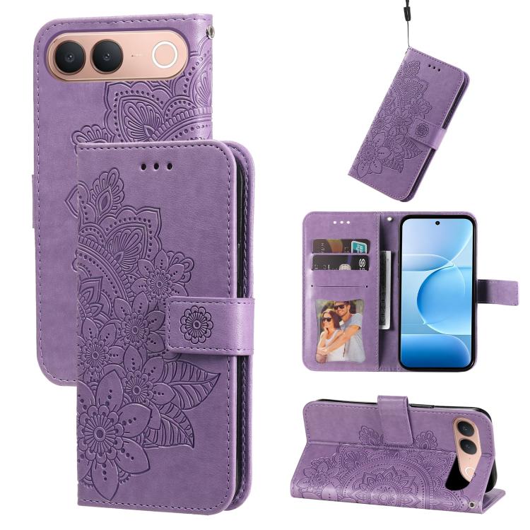 Seven-petal Flowers Embossing Leather Phone Case, For vivo S2 5G / V80 Lite IN/PK, For vivo X300 E 5G, For vivo Y500 4G / iQOO Z11 5G / T5 Pro 5G, For vivo Y600 Pro 5G, For vivo Y21 5G 2026 / vivo Y05 4G, For vivo V70 FE 5G, For vivo S50 5G / V70 5G   ...