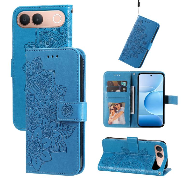 Seven-petal Flowers Embossing Leather Phone Case, For vivo S2 5G / V80 Lite IN/PK, For vivo X300 E 5G, For vivo Y500 4G / iQOO Z11 5G / T5 Pro 5G, For vivo Y600 Pro 5G, For vivo Y21 5G 2026 / vivo Y05 4G, For vivo V70 FE 5G, For vivo S50 5G / V70 5G   ...