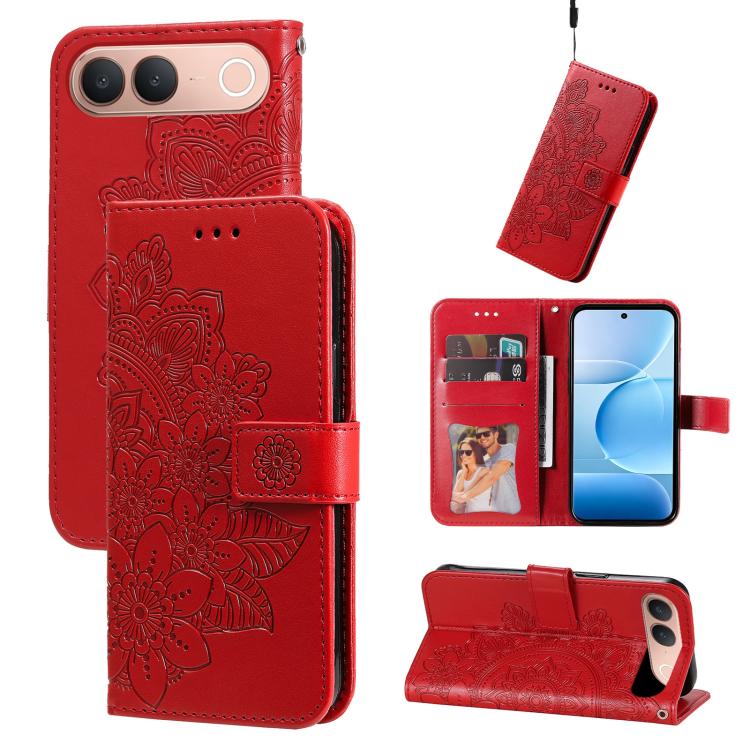 Seven-petal Flowers Embossing Leather Phone Case, For vivo S2 5G / V80 Lite IN/PK, For vivo X300 E 5G, For vivo Y500 4G / iQOO Z11 5G / T5 Pro 5G, For vivo Y600 Pro 5G, For vivo Y21 5G 2026 / vivo Y05 4G, For vivo V70 FE 5G, For vivo S50 5G / V70 5G   ...