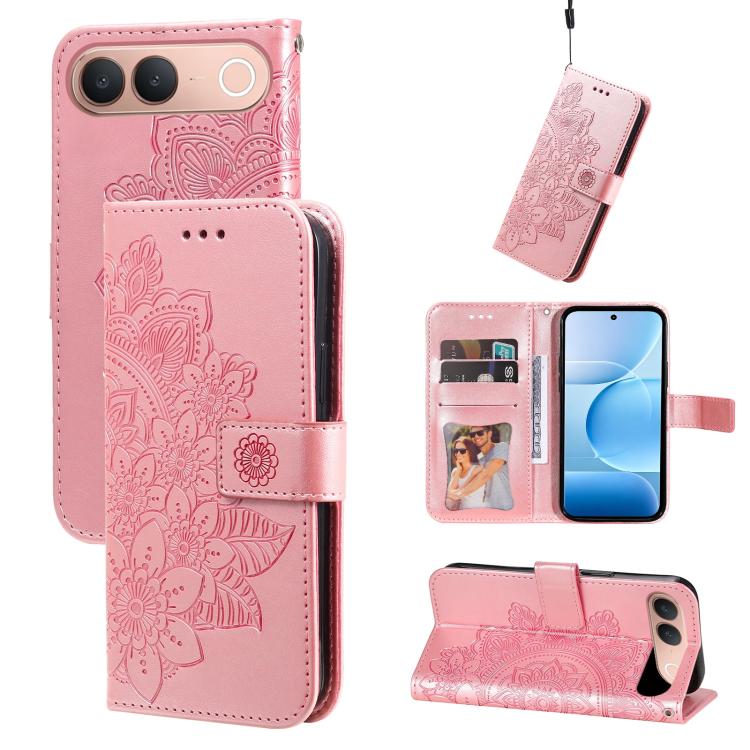 Seven-petal Flowers Embossing Leather Phone Case, For vivo S2 5G / V80 Lite IN/PK, For vivo X300 E 5G, For vivo Y500 4G / iQOO Z11 5G / T5 Pro 5G, For vivo Y600 Pro 5G, For vivo Y21 5G 2026 / vivo Y05 4G, For vivo V70 FE 5G, For vivo S50 5G / V70 5G   ...
