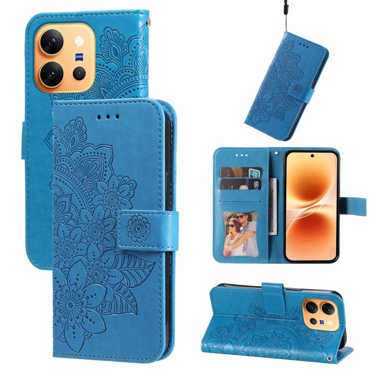 Seven-petal Flowers Embossing Leather Phone Case, For vivo S2 5G / V80 Lite IN/PK, For vivo X300 E 5G, For vivo Y500 4G / iQOO Z11 5G / T5 Pro 5G, For vivo Y600 Pro 5G, For vivo Y21 5G 2026 / vivo Y05 4G, For vivo V70 FE 5G, For vivo S50 5G / V70 5G   ...
