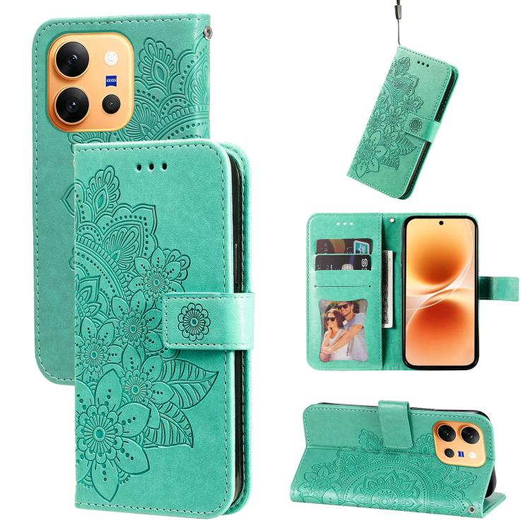 Seven-petal Flowers Embossing Leather Phone Case, For vivo S2 5G / V80 Lite IN/PK, For vivo X300 E 5G, For vivo Y500 4G / iQOO Z11 5G / T5 Pro 5G, For vivo Y600 Pro 5G, For vivo Y21 5G 2026 / vivo Y05 4G, For vivo V70 FE 5G, For vivo S50 5G / V70 5G   ...