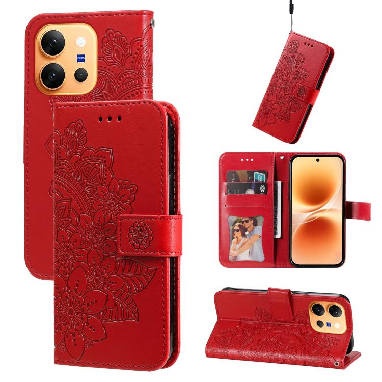 Seven-petal Flowers Embossing Leather Phone Case, For vivo S2 5G / V80 Lite IN/PK, For vivo X300 E 5G, For vivo Y500 4G / iQOO Z11 5G / T5 Pro 5G, For vivo Y600 Pro 5G, For vivo Y21 5G 2026 / vivo Y05 4G, For vivo V70 FE 5G, For vivo S50 5G / V70 5G   ...
