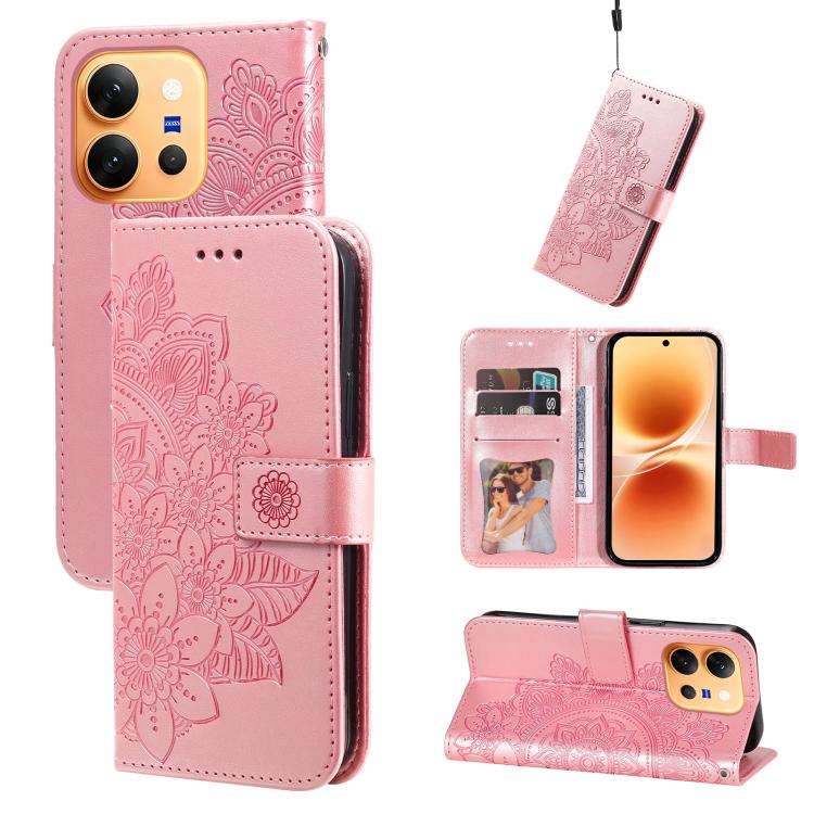 Seven-petal Flowers Embossing Leather Phone Case, For vivo S2 5G / V80 Lite IN/PK, For vivo X300 E 5G, For vivo Y500 4G / iQOO Z11 5G / T5 Pro 5G, For vivo Y600 Pro 5G, For vivo Y21 5G 2026 / vivo Y05 4G, For vivo V70 FE 5G, For vivo S50 5G / V70 5G   ...