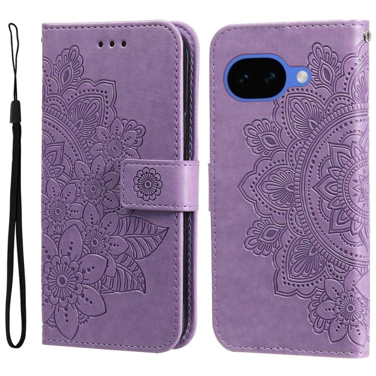 Seven-petal Flowers Embossing Leather Phone Case, For Google Pixel 11 Pro XL, For Google Pixel 11 / Pixel 11 Pro, For Google Pixel 10a, For Google Pixel 9a, For Google Pixel 9 Pro, For Google Pixel 9, For Google Pixel 8a, For Google Pixel 8 Pro        ...