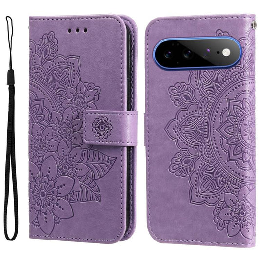 Seven-petal Flowers Embossing Leather Phone Case, For Google Pixel 11 Pro XL, For Google Pixel 11 / Pixel 11 Pro, For Google Pixel 10a, For Google Pixel 9a, For Google Pixel 9 Pro, For Google Pixel 9, For Google Pixel 8a, For Google Pixel 8 Pro