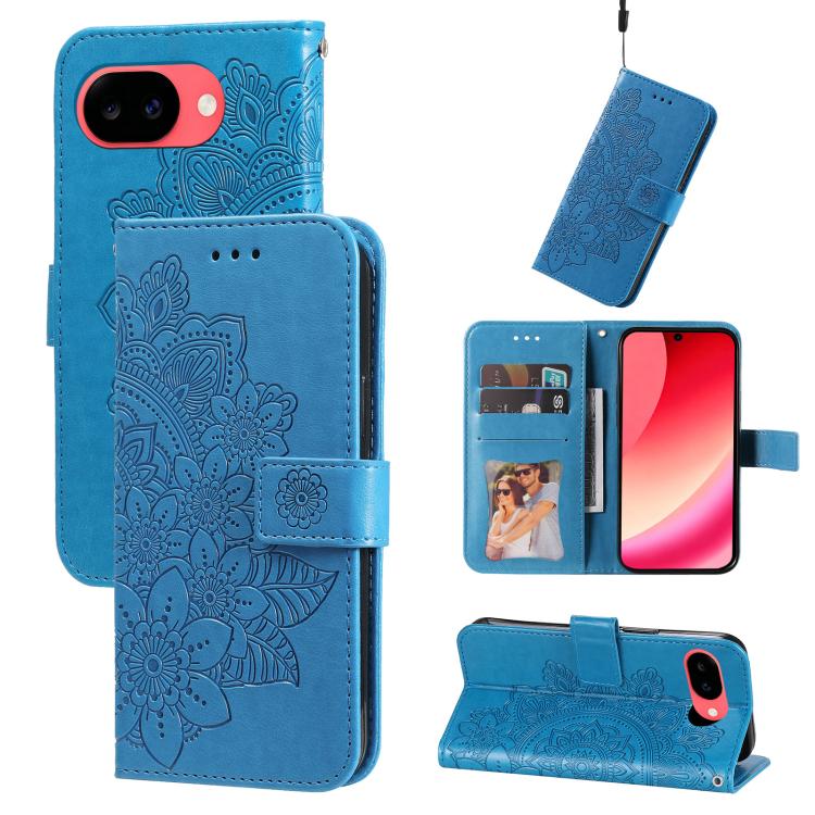Seven-petal Flowers Embossing Leather Phone Case, For Google Pixel 11a, For Google Pixel 11 Pro XL, For Google Pixel 11 / Pixel 11 Pro, For Google Pixel 10a, For Google Pixel 9a, For Google Pixel 9 Pro, For Google Pixel 9, For Google Pixel 8a          ...