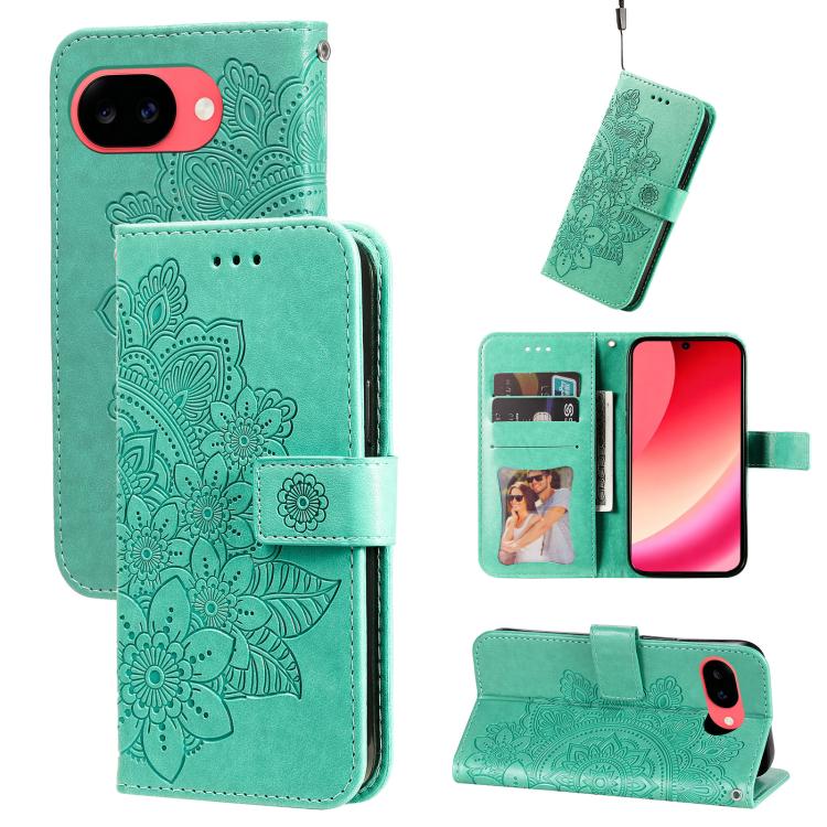 Seven-petal Flowers Embossing Leather Phone Case, For Google Pixel 11a, For Google Pixel 11 Pro XL, For Google Pixel 11 / Pixel 11 Pro, For Google Pixel 10a, For Google Pixel 9a, For Google Pixel 9 Pro, For Google Pixel 9, For Google Pixel 8a          ...