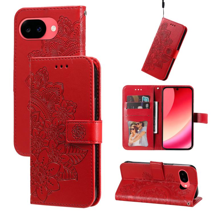 Seven-petal Flowers Embossing Leather Phone Case, For Google Pixel 11a, For Google Pixel 11 Pro XL, For Google Pixel 11 / Pixel 11 Pro, For Google Pixel 10a, For Google Pixel 9a, For Google Pixel 9 Pro, For Google Pixel 9, For Google Pixel 8a          ...