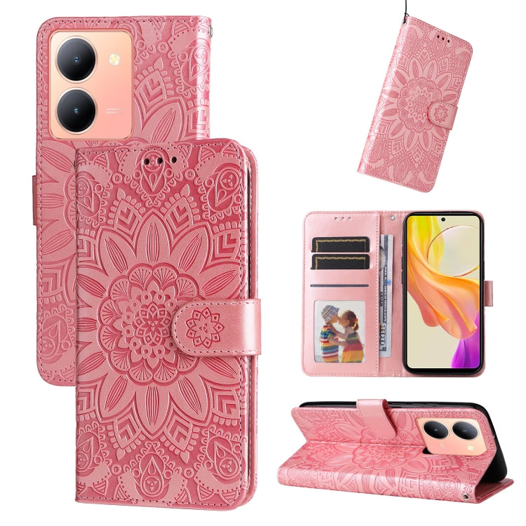 Embossed Sunflower Leather Phone Case, For vivo Y03 4G, For vivo Y200 / V29e Global, For vivo Y17s, For vivo Y36 4G / 5G Foreign, For vivo Y78 5G Foreign
