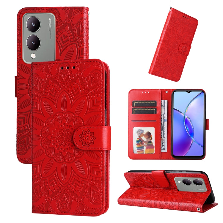 Embossed Sunflower Leather Phone Case, For vivo Y03 4G, For vivo Y200 / V29e Global, For vivo Y17s, For vivo Y36 4G / 5G Foreign, For vivo Y78 5G Foreign