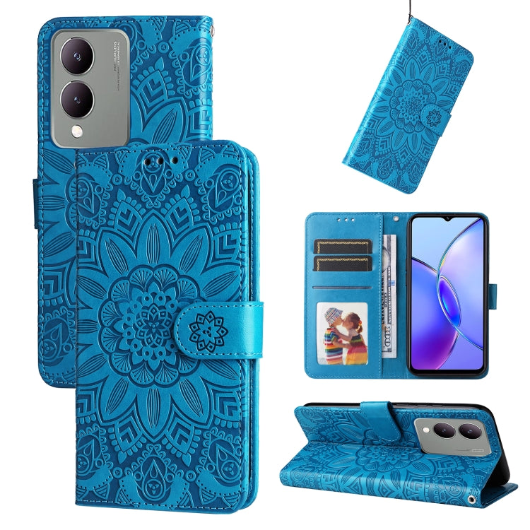 Embossed Sunflower Leather Phone Case, For vivo Y03 4G, For vivo Y200 / V29e Global, For vivo Y17s, For vivo Y36 4G / 5G Foreign, For vivo Y78 5G Foreign