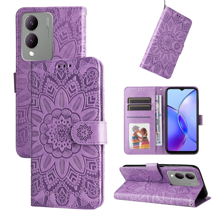 Embossed Sunflower Leather Phone Case, For vivo Y03 4G, For vivo Y200 / V29e Global, For vivo Y17s, For vivo Y36 4G / 5G Foreign, For vivo Y78 5G Foreign