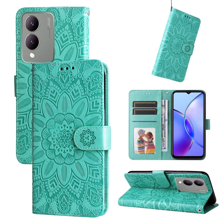 Embossed Sunflower Leather Phone Case, For vivo Y03 4G, For vivo Y200 / V29e Global, For vivo Y17s, For vivo Y36 4G / 5G Foreign, For vivo Y78 5G Foreign
