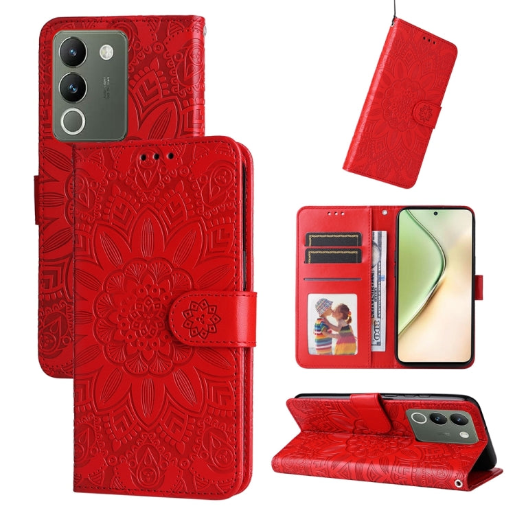 Embossed Sunflower Leather Phone Case, For vivo Y03 4G, For vivo Y200 / V29e Global, For vivo Y17s, For vivo Y36 4G / 5G Foreign, For vivo Y78 5G Foreign