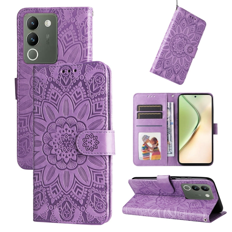 Embossed Sunflower Leather Phone Case, For vivo Y03 4G, For vivo Y200 / V29e Global, For vivo Y17s, For vivo Y36 4G / 5G Foreign, For vivo Y78 5G Foreign