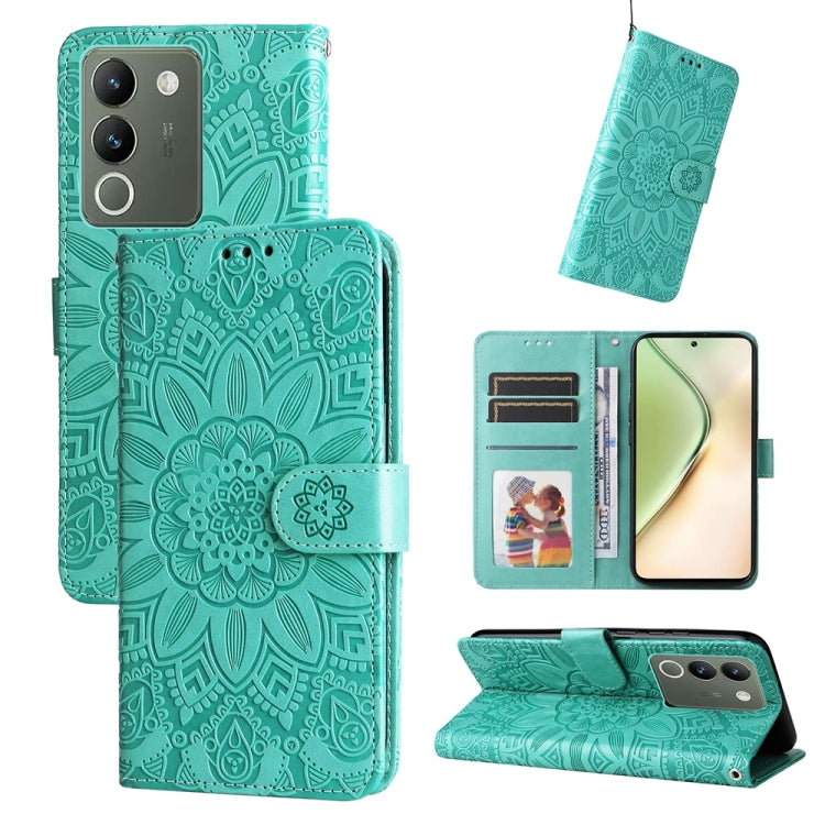 Embossed Sunflower Leather Phone Case, For vivo Y03 4G, For vivo Y200 / V29e Global, For vivo Y17s, For vivo Y36 4G / 5G Foreign, For vivo Y78 5G Foreign