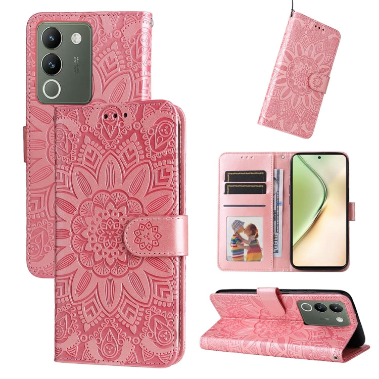 Embossed Sunflower Leather Phone Case, For vivo Y03 4G, For vivo Y200 / V29e Global, For vivo Y17s, For vivo Y36 4G / 5G Foreign, For vivo Y78 5G Foreign