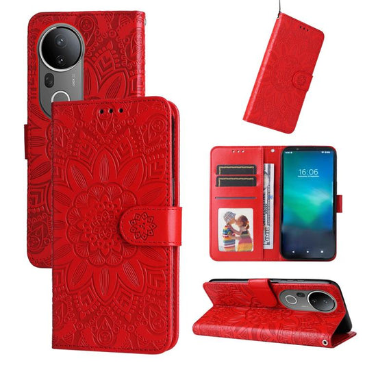 Embossed Sunflower Leather Phone Case, For vivo S20 Pro, For vivo Y19s, For vivo X200, For vivo X200 Pro mini, For vivo X200 Pro, For vivo V40 Lite 4G / 5G IDN, For vivo Y300 Pro, For vivo Y38 5G / T3x 5G Global, For vivo Y100 IDN / Y200e 5G Global