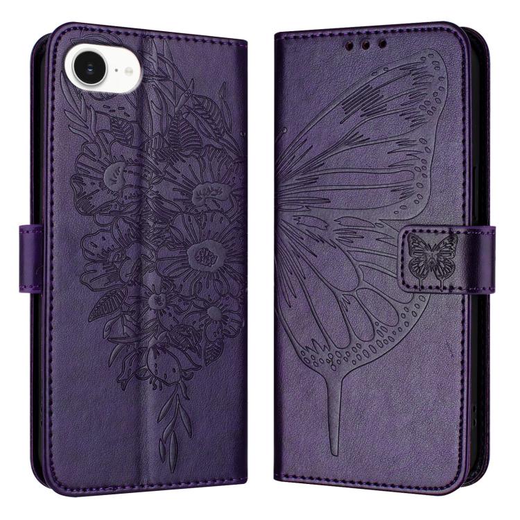 Embossed Butterfly Leather Phone Case, For iPhone 18 Pro / 17 Pro, For iPhone 18 Pro Max / 17 Pro Max, For iPhone 17e / 16e, For iPhone 17, For iPhone Air, For iPhone 16 Pro Max
