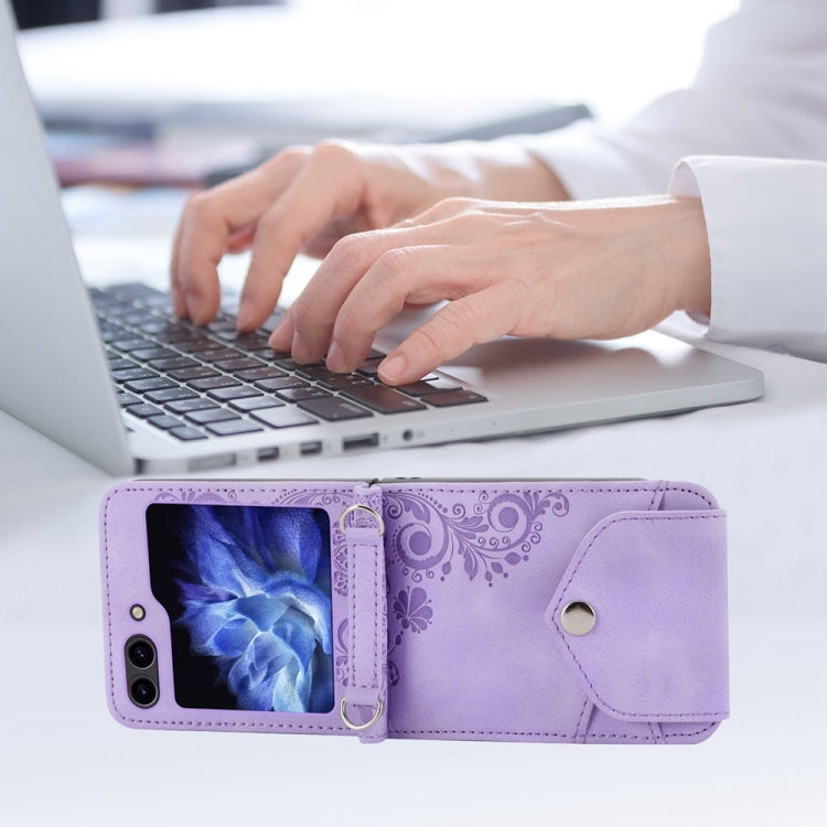 Skin Feel Flowers Embossed Wallet Leather Phone Case, For Samsung Galaxy Z Flip6 / Flip7 FE, For Samsung Galaxy Z Fold6, For Samsung Galaxy Z Fold5, For Samsung Galaxy Z Flip5