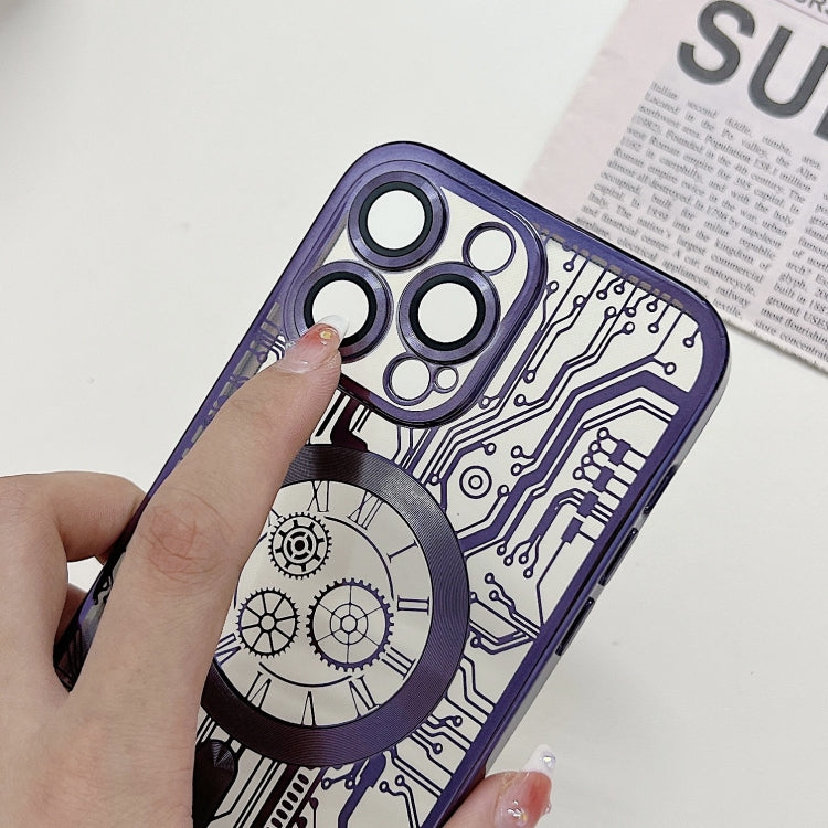 Electroplated Circuit Board Pattern MagSafe Phone Case, For iPhone 13, For iPhone 12, For iPhone 12 Pro Max, For iPhone 12 Pro, For iPhone 11 Pro Max, For iPhone 11