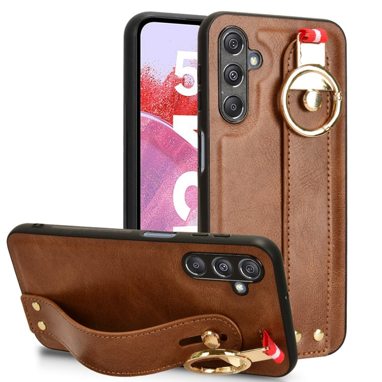 Wristband Leather Back Phone Case, For Samsung Galaxy Z Fold4, For Samsung Galaxy A05s 4G, For Samsung Galaxy S24 Ultra 5G, For Samsung Galaxy M34 5G, For Samsung Galaxy S24+ 5G, For Samsung Galaxy Z Flip4, For Samsung Galaxy S23 FE 5G                 ...