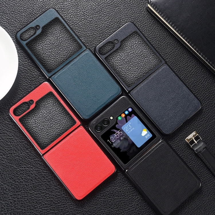 Genuine Leather Shockproof Protective Phone Case, For Samsung Galaxy Z Flip6 / Flip7 FE, For Samsung Galaxy Z Flip5
