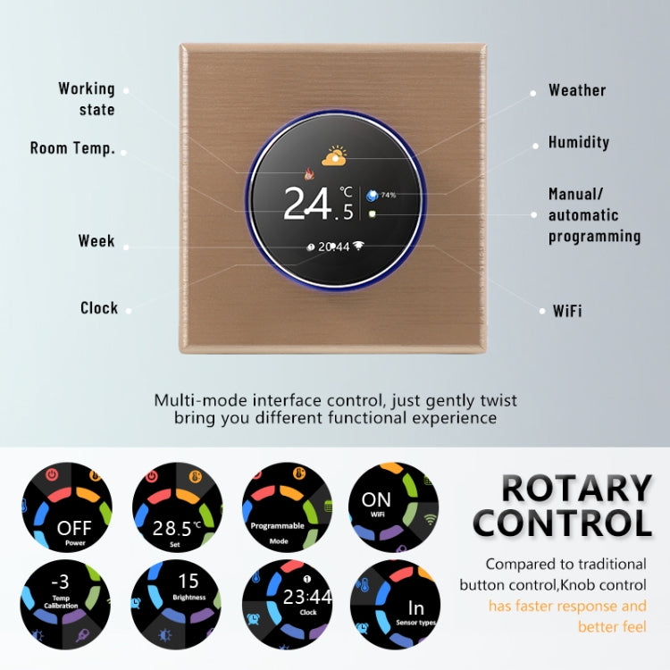 BHT-7000-GBLZB 95-240V AC 16A Smart Knob Thermostat Electric Heating Controller with Zigbee & WiFi, BHT-7000-GBLZB
