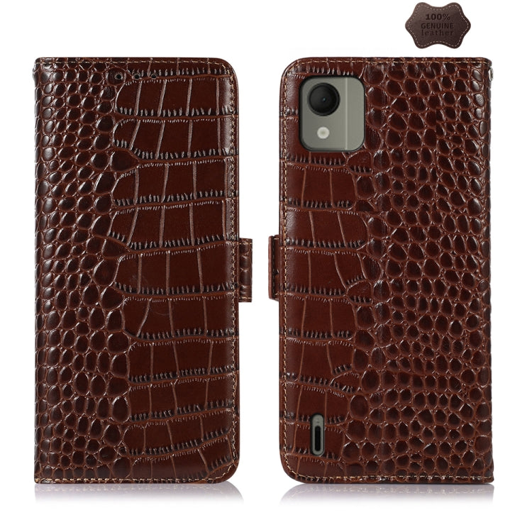 Crocodile Top Layer Cowhide Leather Phone Case, For Nokia XR21, For Nokia G42 5G, For Nokia C110