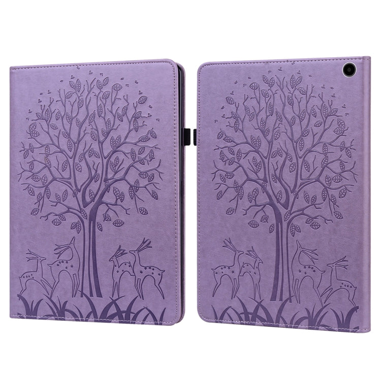 Tree & Deer Embossed Leather Tablet Case, For Amazon Fire Max 11