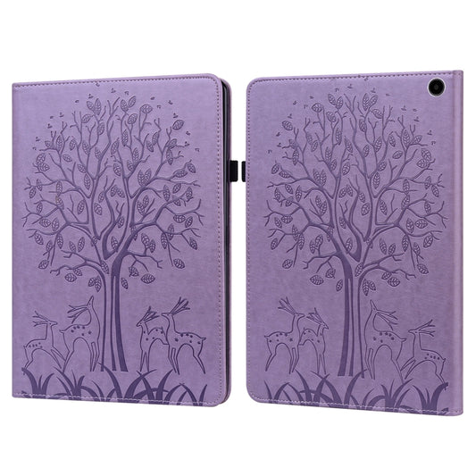 Tree & Deer Embossed Leather Tablet Case, For Amazon Fire Max 11