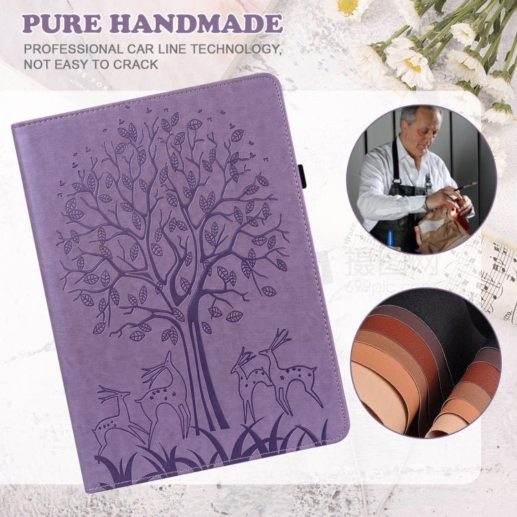 Tree & Deer Embossed Leather Tablet Case, For Amazon Fire Max 11