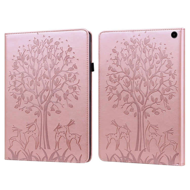 Tree & Deer Embossed Leather Tablet Case, For Amazon Fire Max 11