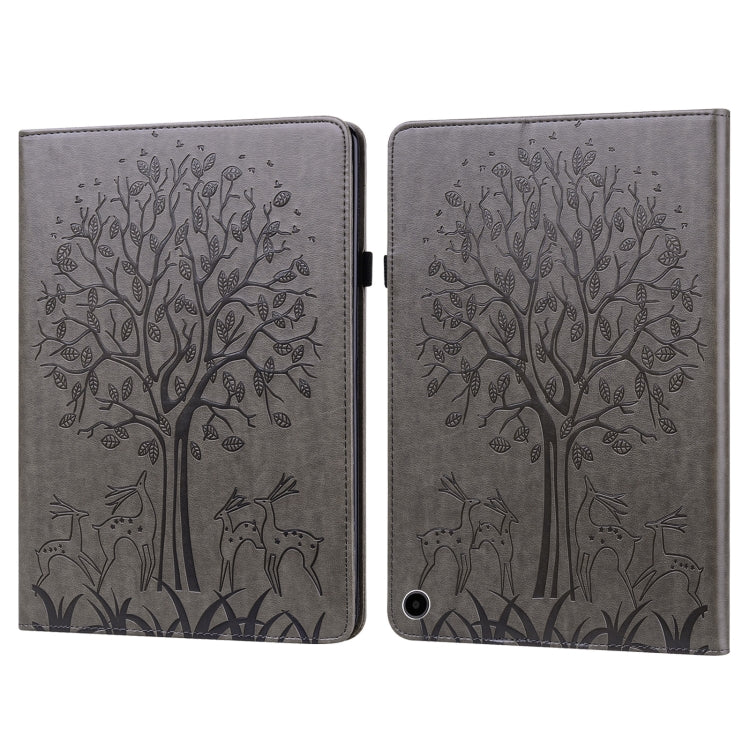 Tree & Deer Embossed Leather Tablet Case, For Amazon Fire Max 11