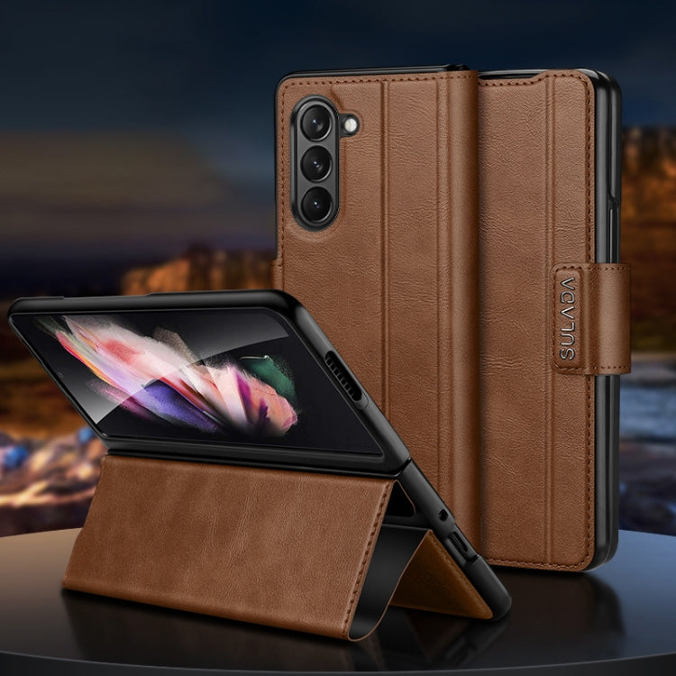 SULADA All-inclusive Magnetic Snap Flip Leather Phone Case, For Samsung Ga6axy Z Fold6, For Samsung Galaxy Z Fold5, For Samsung Galaxy Z Fold4 / W23, For Samsung Galaxy Z Fold3 / W22, For Samsung Galaxy Z Fold2 / W21