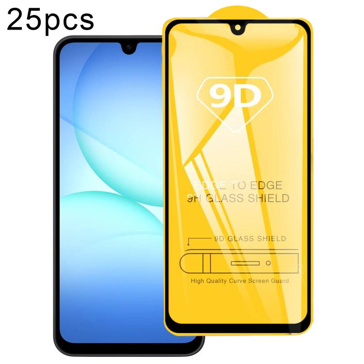 25pcs 9D Full Glue Screen Tempered Glass Film, For Galaxy F07e 4G, For Samsung Galaxy M17e 5G, For Samsung Galaxy M17 5G, For Samsung Galaxy F17 5G, For Samsung Galaxy A57, For Samsung Galaxy A37, For Samsung Galaxy A27, For Samsung Galaxy F36 5G      ...